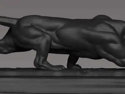 Panther Leopard Bronze Sculpture 3D model