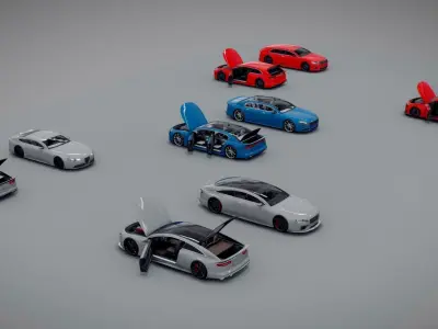 Generic low poly 5 car pack volume 2 Low-poly 3D model