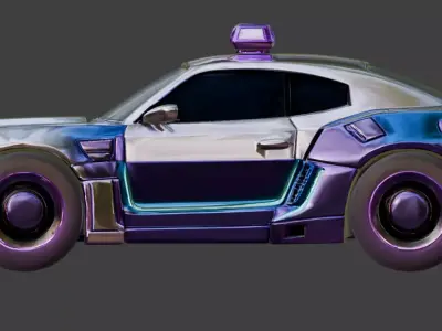 Futuristic Stylized Police Interceptor 3D Model Low-poly 3D model