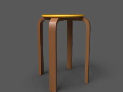 QuadStool 43cm Low-poly 3D model