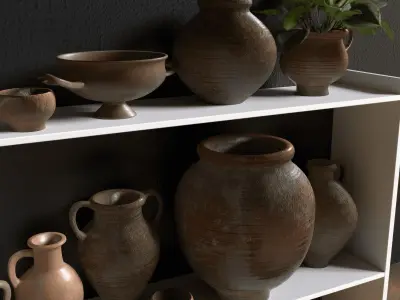 Clay Pots and Jugs Collection  Low-poly 3D model