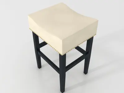 Chantal Leather Counter Stools - Ivory 3D model