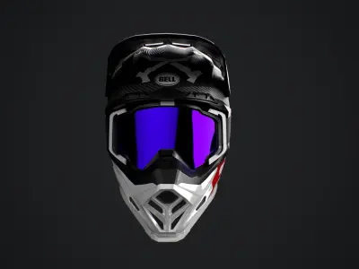Bell Moto-9 Flex Fasthouse Helmet with Mask Low-poly 3D model