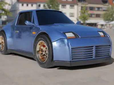 European Sports Car Low-poly 3D model