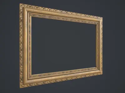 Golden Picture Frames Set Low-poly 3D model