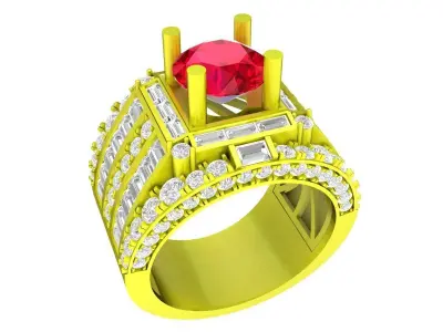 A7195 Korean Style Diamond Men Ring 3D Model 3D print model