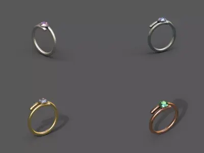 High-Quality 3D Ring Model Pack 4 Low-poly 3D model