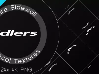 24x idlers tire sidewall 4K PNG decals Texture