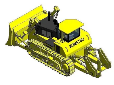KOMATSU Crawler Dozer-01 Low-poly 3D model