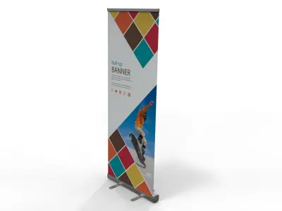 Roll-up graphic banner 80x200 3D model