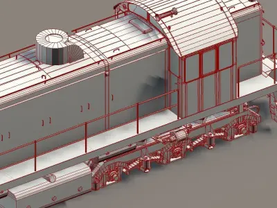 car train ship  buildings Low-poly 3D model
