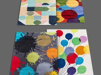 Carpets Set 002 - Colorful 3D model