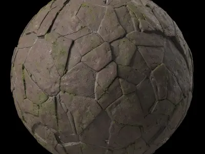 Pavement Materials 75- Brush Rock Stone Sbsar Pbr 4k Seamless Texture