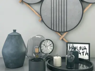 decorative set of mirrors on table 3D model