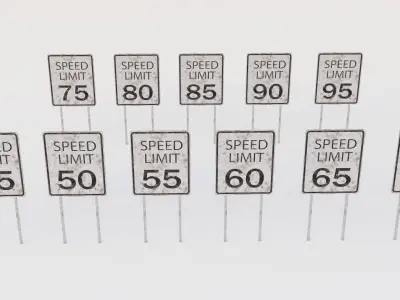 speed limit signs worn in the mud collection pack Low-poly 3D model