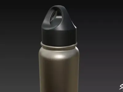 Stainless Steel Water Bottle Low-poly 3D model