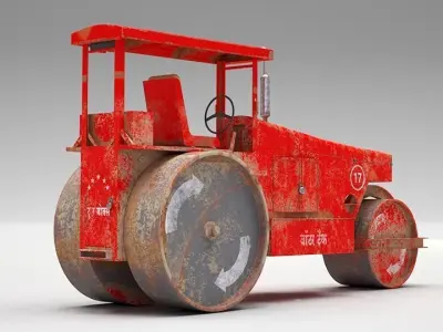 Indian Road Roller Low-poly 3D model