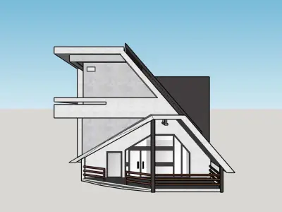Architectural 3D model modern house with roof 3D model