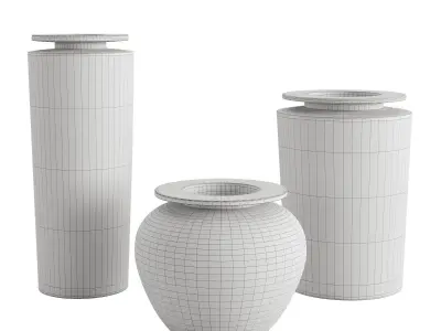 Plateia Large White Earthenware Vase 3D model