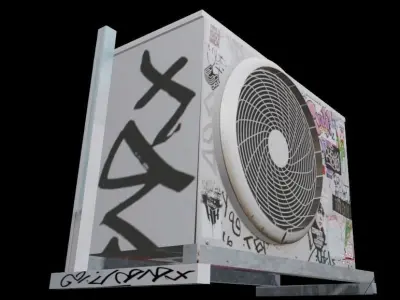 Air Conditioner full sticker and graffiti Low-poly 3D model 3D model