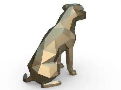 american staffordshire terrier low poly 3D print model
