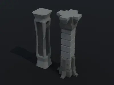 Cartoon fantasy column Polygonal Style Low-poly 3D model