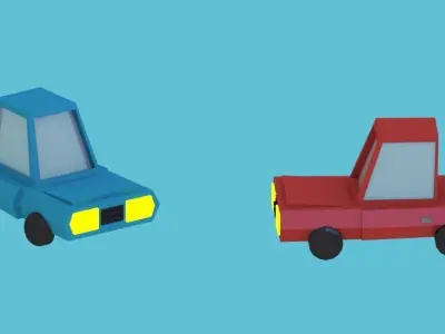 Highway Hotel and Assets Low-poly 3D model