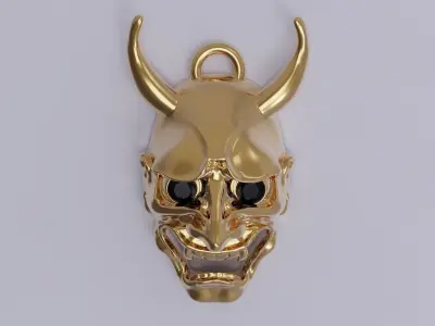Hanya gold plated demon mask charm 3D print model