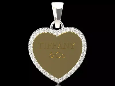 Paved Heart Disc jewelry stl 3dm Pendant model jp0374 3D print model