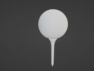 Golf Ball and Tee Low-poly 3D model