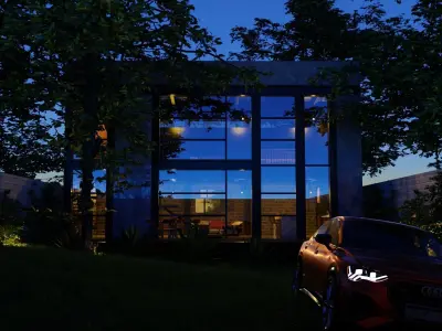 modern loft with interior and exterior 3D model