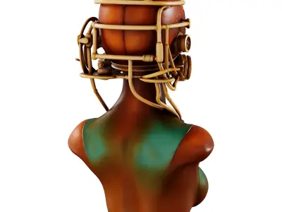 Steampunk Pilot Goddess Bust 3D model