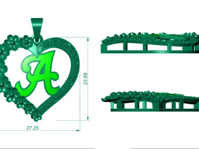 Very beautiful  -A- latter  pendant  Free 3D print model