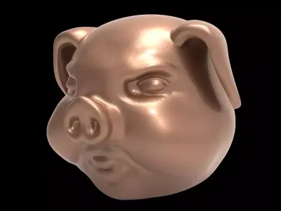 Pig Head Pendant 3D Printable Model  3D print model