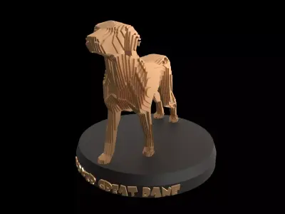 Parametric V Boxer Great Dane Low-poly 3D model