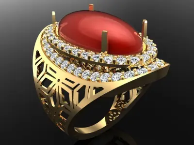 Gemstone Rings - Oval stone ring - Womens Rings 3D print model