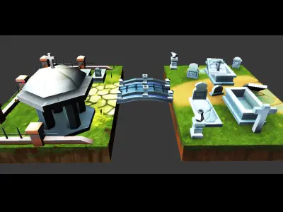 Cemetery Toon Kit Low-poly 3D model