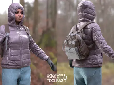 Woman - Winter Outfit 3 - Modular - Rigged Low-poly 3D model