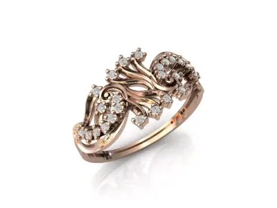 Women Ring Diamond Stone STL 3DM Lightweight Printable 3D print model 70