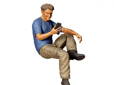 N2 man sitting on the back of pickup truck 3D print model