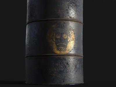 Hazardous Oil Drum PBR Game ready Low-poly 3D model