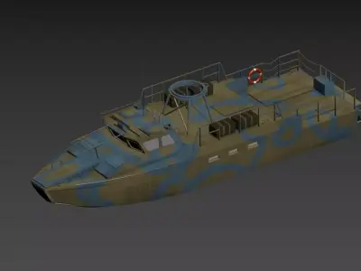 Riverine Patrol Boat with Camo Paint 3D Model 3D model
