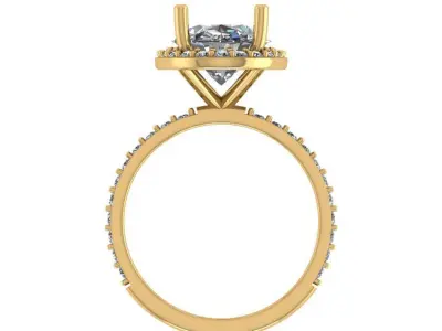 Oval halo solitaire diamond ring 3D print model