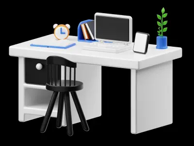 Job Desk 3D Render Illustration Free low-poly 3D model