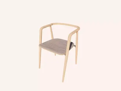 Scandinavian Dining Chair - Minimalist -  Modern - Wood - Fabric 3D model