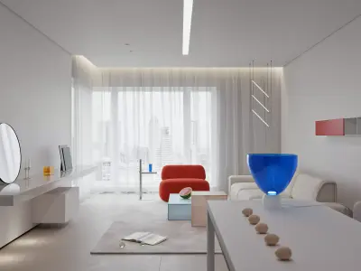 Modern living room dining room interior scenes 260 3D model
