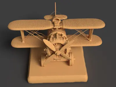  Chinese wooden airplane figure    Low-poly 3D model