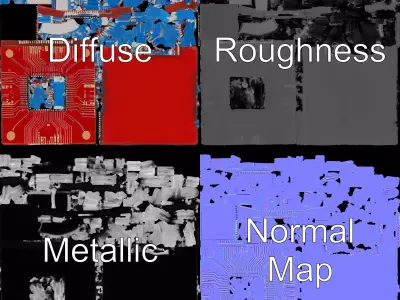 Red Circuit Chip model pack Low-poly 3D model