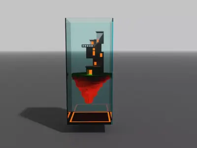 diorama house in glass container 3D model