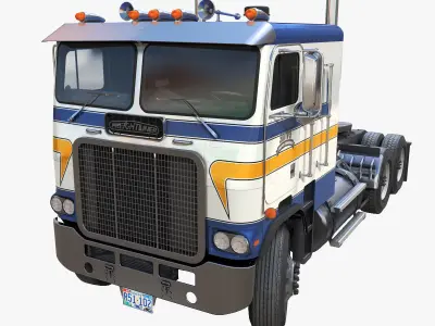 Freightliner Powerliner semitrucks 3D Model Collection